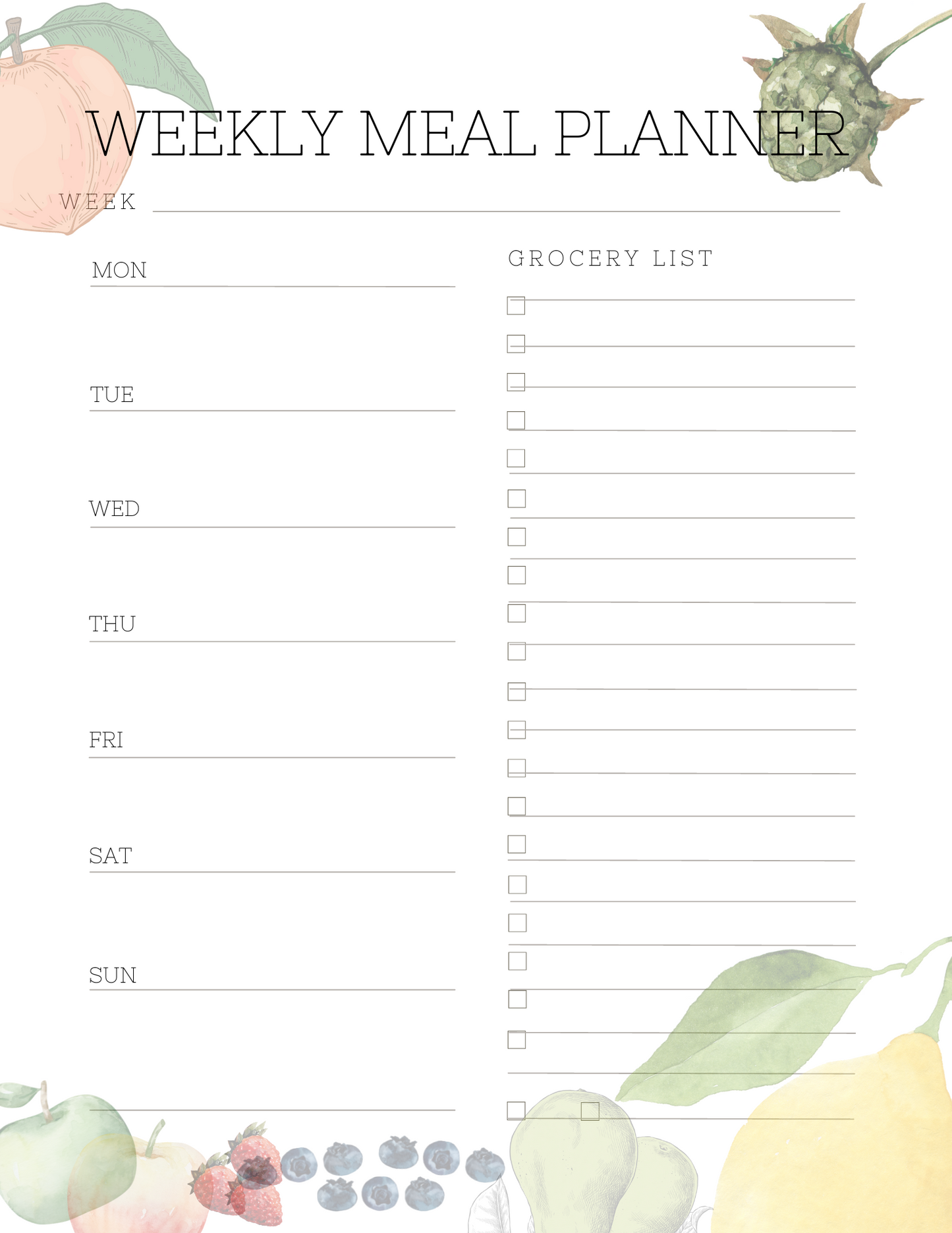 The Digital Weekly Menu Planner